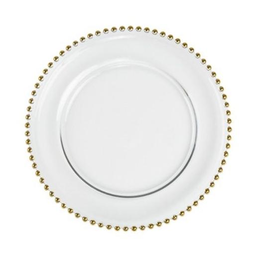 Gold Glass Beaded Charger Plates