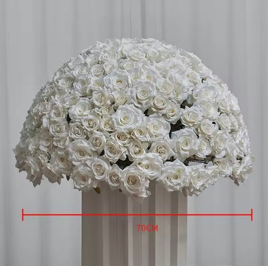 28” White Rose Dome Arrangement